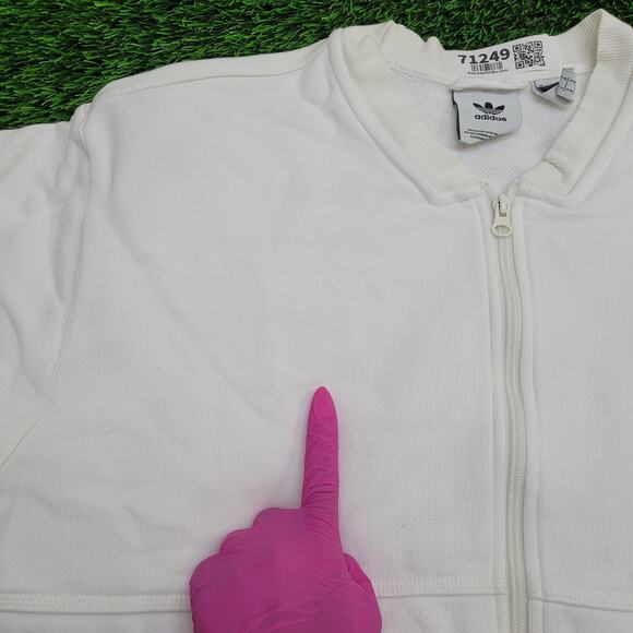 Adidas Zip Jacket Large 23x24 White Embroidered Trefoil Logo - Picture 10 of 16